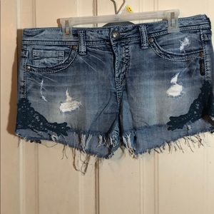 Silver jean shorts